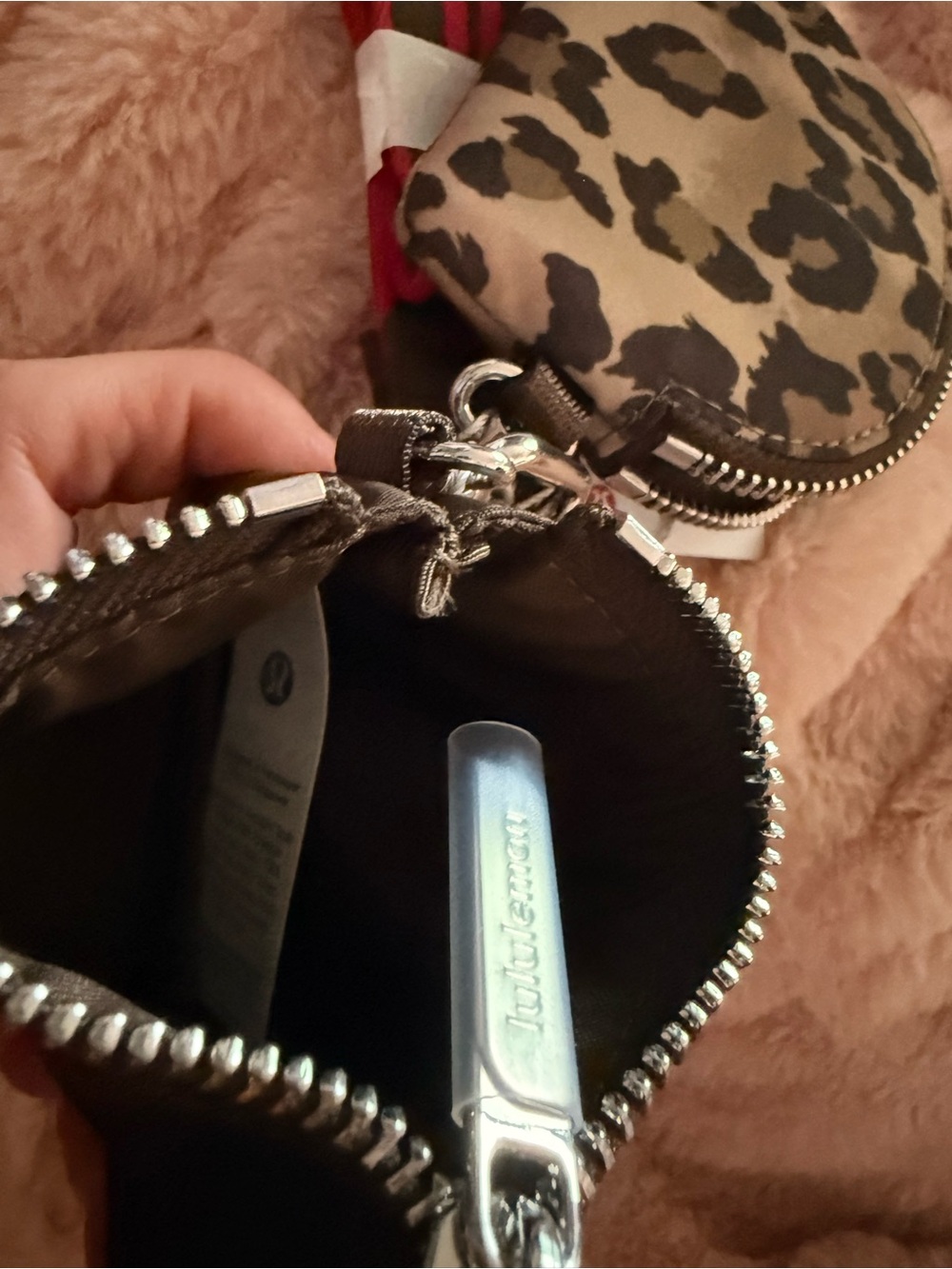 lululemon Leopard & Black Dual Pouch Keychain Wristlet - Picture 4 of 4